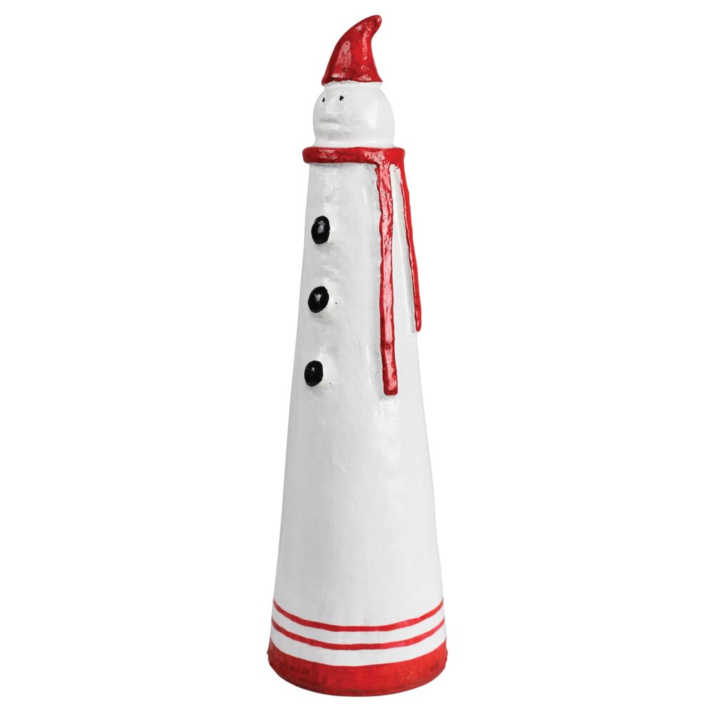 Large Red and White Paper Mache Snowman by HomArt - Image 2