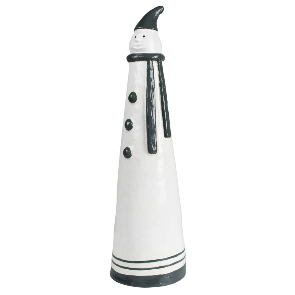 Large Black and White Paper Mache Snowman by HomArt - Image 2