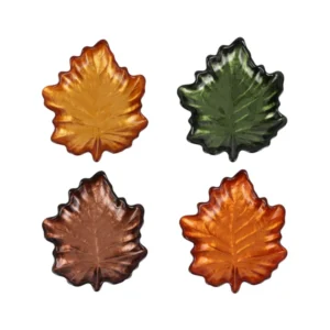 Autunno Glass Figural Leaf Canape Plates Set Of 4 by Vietri