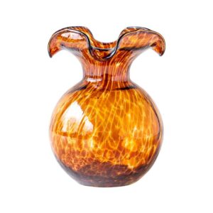 Hibiscus Glass Brown Tortoiseshell Small Fluted Vase by VIETRI