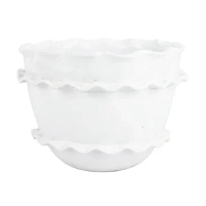 Rustic Garden White Ruffle Round Planter by Vietri
