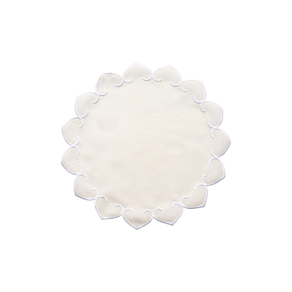 Tessuti Ivory Round Placemats with White Stitching - Set of 4 by VIETRI