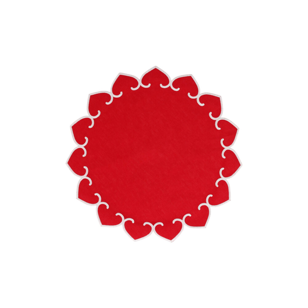 Tessuti Red Round Placemats with White Stitching - Set of 4 by VIETRI