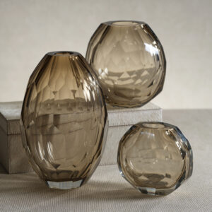 Nixie Hand Cut Taupe Glass Vase; 5" x 3" x 4.75" by Zodax