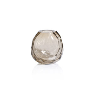 Nixie Hand Cut Taupe Glass Vase; 6" x 4.25" x 6" by Zodax