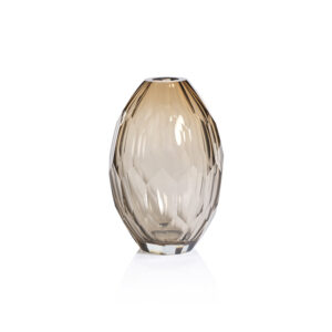 Nixie Hand Cut Taupe Glass Vase; 6.25" x 6.25" x 9.25" by Zodax