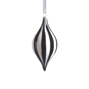 Monochrome Stripe 8-Piece Glass Ornament Set, 2.75" x 5.75" by Zodax
