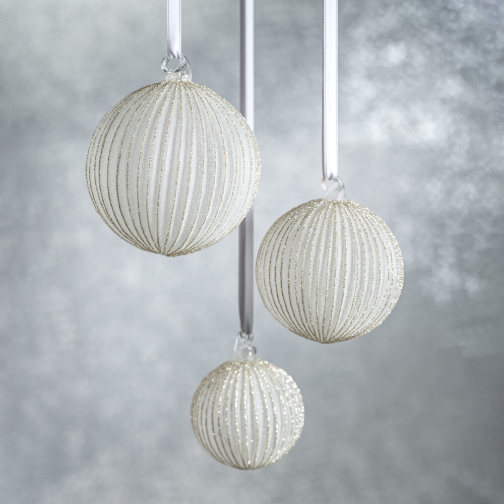 Glittering Elegance 4.75- Inch Silver Glass Ball Ornaments, Set of 4 by Zodax