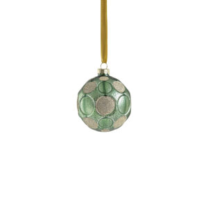 Green Matte Frosted Serenity Glass Ball Ornaments with Gold Glitter-Set of 6, 3.25" by Zodax