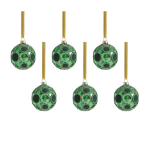 Gleaming Serenity Green Glass Ball Ornaments with Green Glitter- Set of 6, 3.25" by Zodax