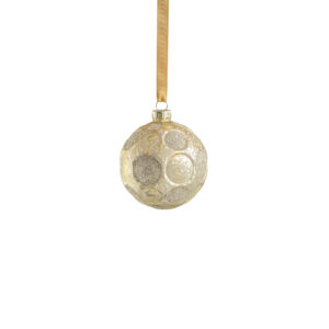 Gold Matte Frosted Serenity Glass Ball Ornaments with Gold Glitter-Set of 6, 3.25" by Zodax