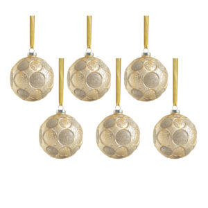 Gold Matte Frosted Serenity Glass Ball Ornaments with Gold Glitter-Set of 6, 4" by Zodax