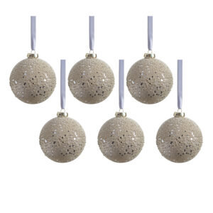 Livia 6-Piece Beaded Glass Ball Ornament Set, 4" by Zodax