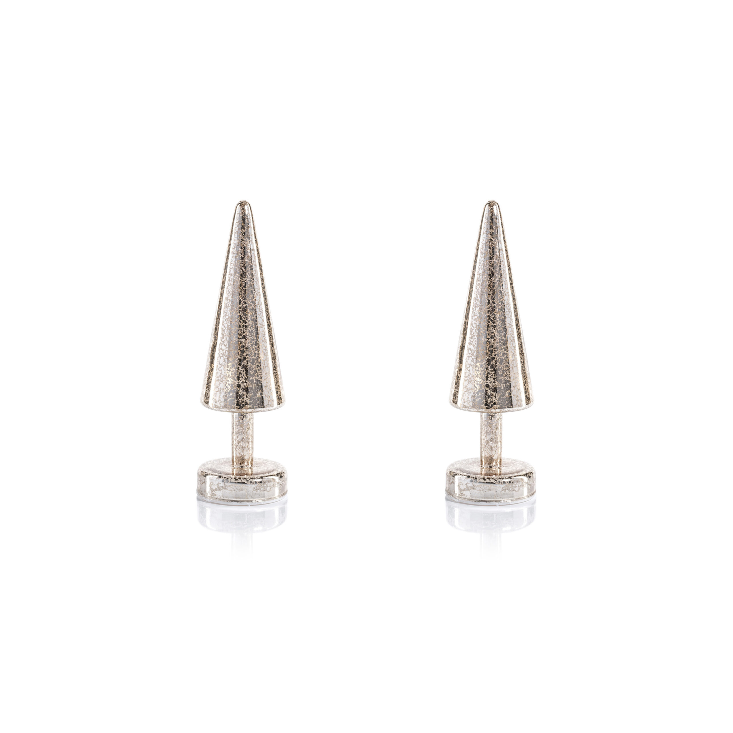 Crimbo 10" Gold Sparkle Cone LED Trees, Set of 2 by Zodax