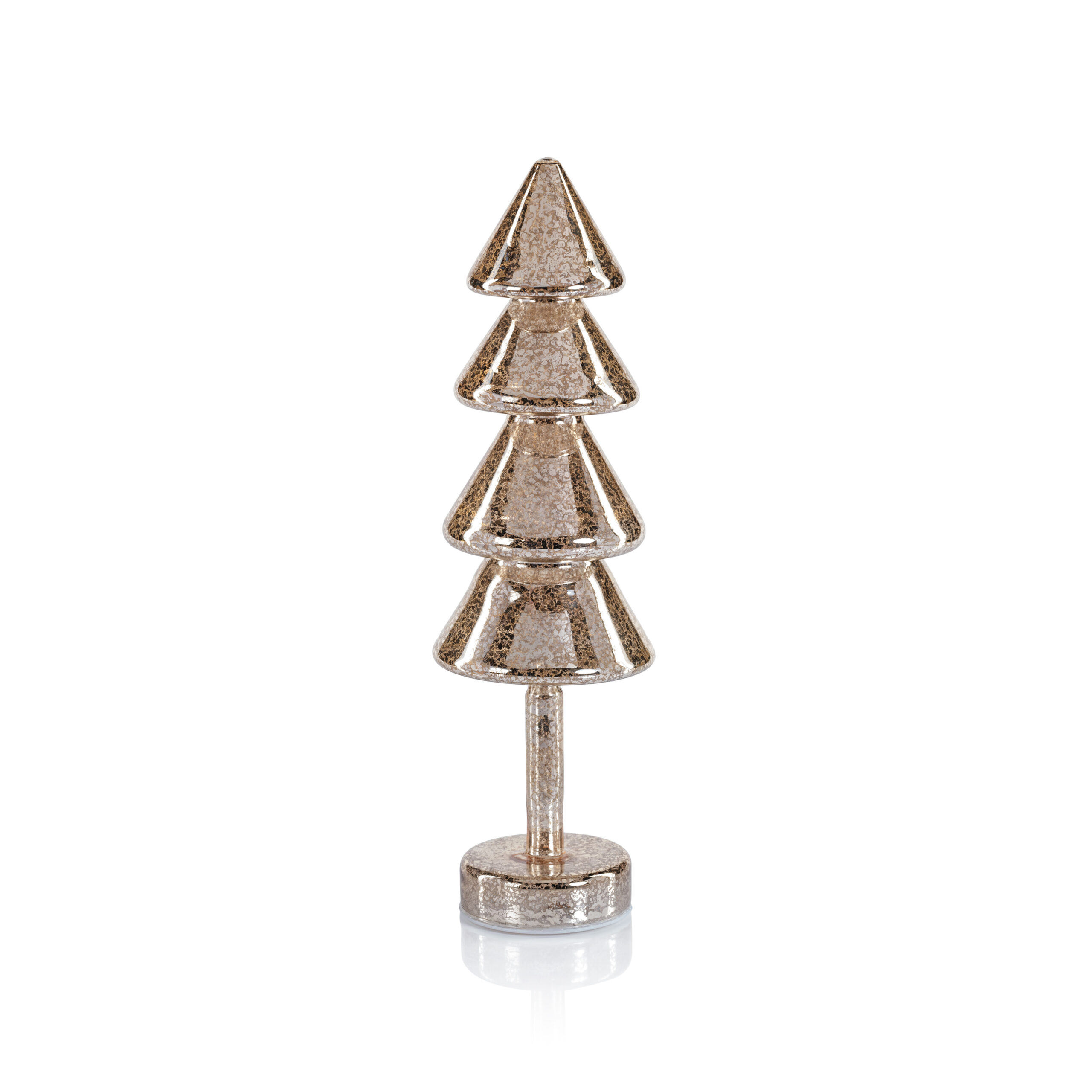 Crimbo 15.75" Gold Sparkle Layered Cone LED Trees, Set of 2 by Zodax