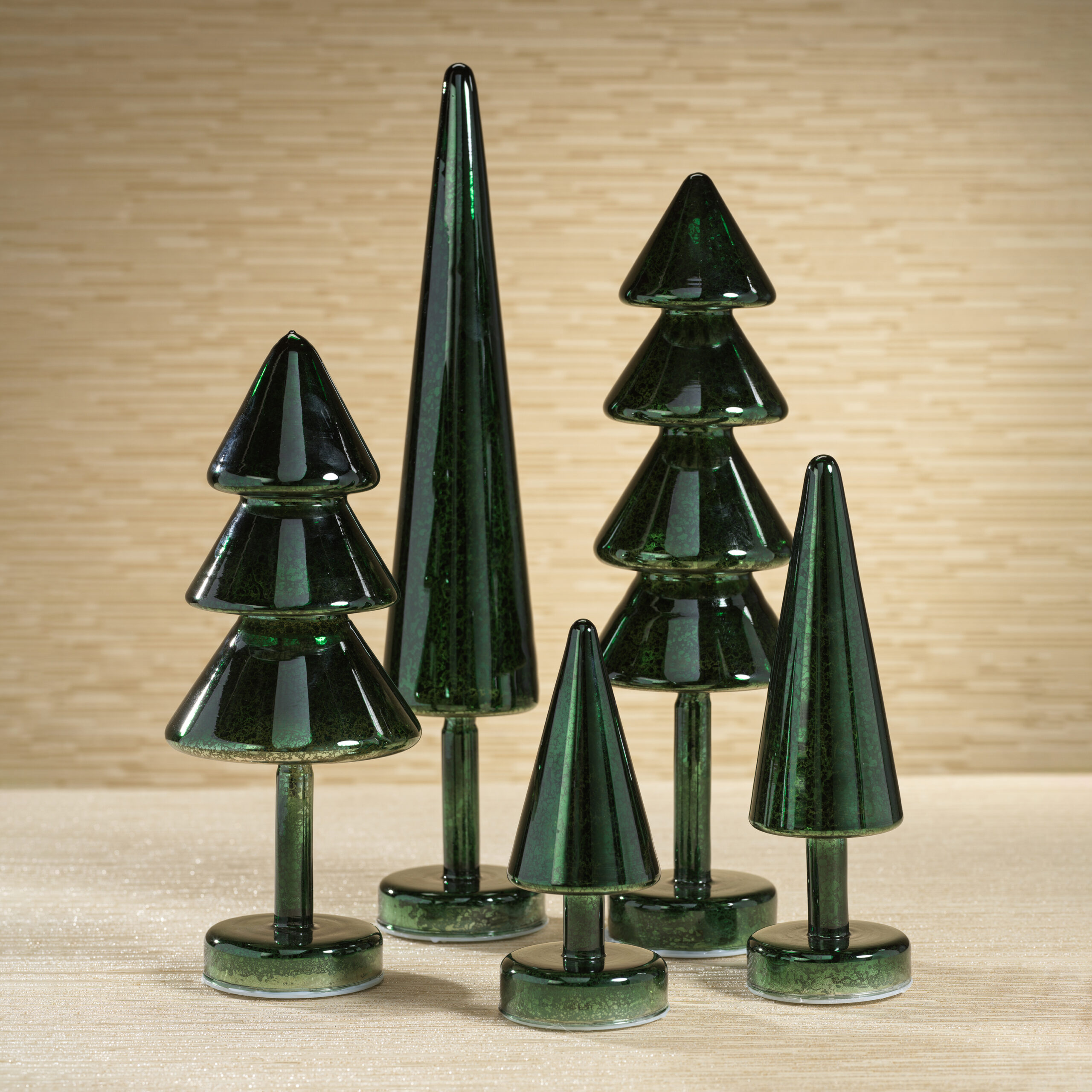Crimbo 7" Green Sparkle Cone LED Trees, Set of 2 by Zodax
