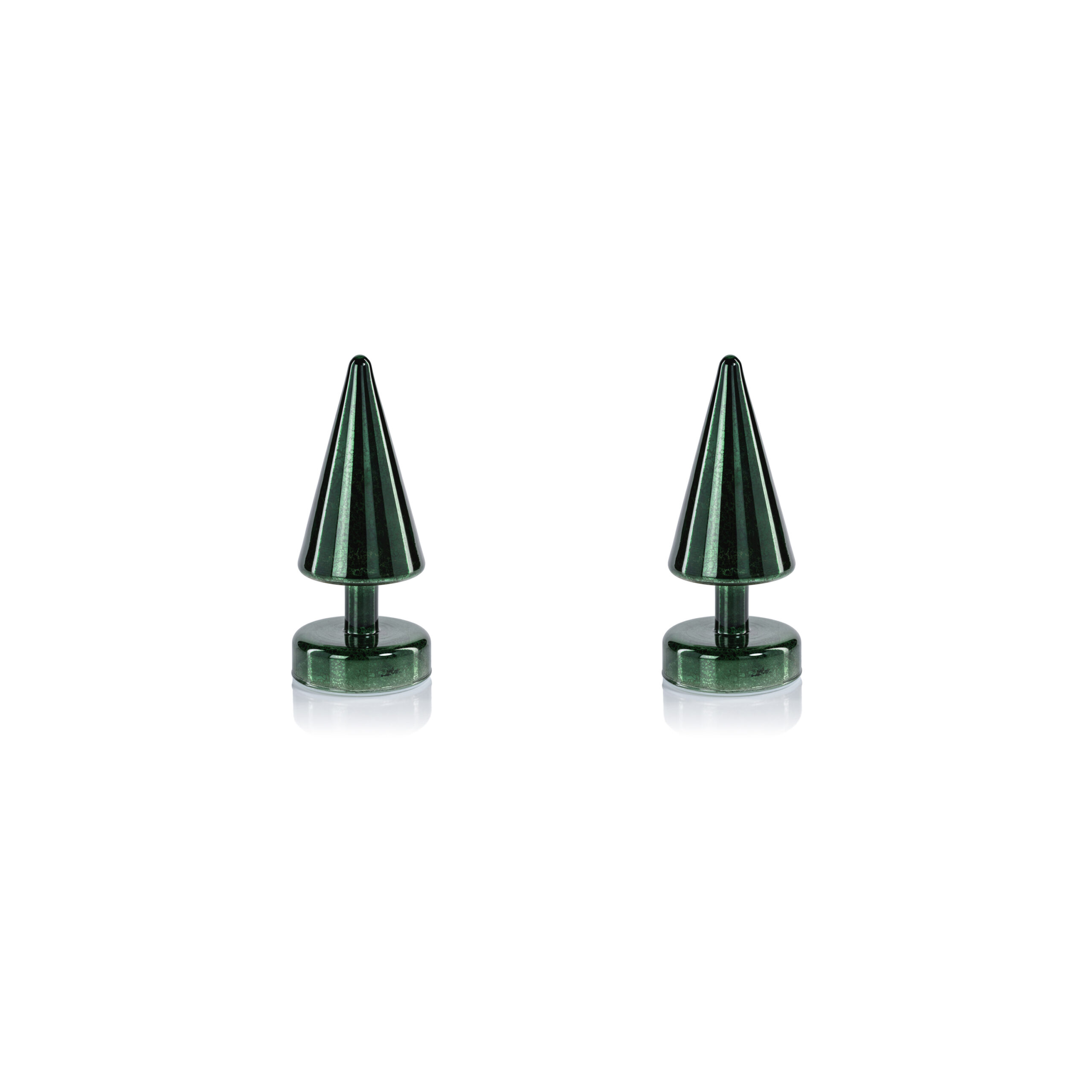 Crimbo 7" Green Sparkle Cone LED Trees, Set of 2 by Zodax
