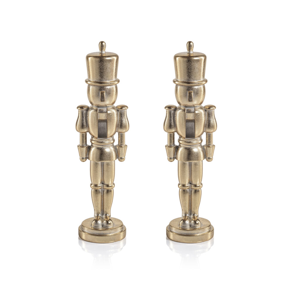Hartwin Large Gold Metallic Decorative Nutcracker Figurines, Set of 2 by Zodax