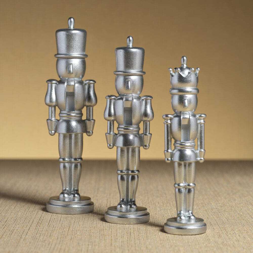 Hartwin Large Silver Metallic Decorative Nutcracker Figurines, Set of 2 by Zodax