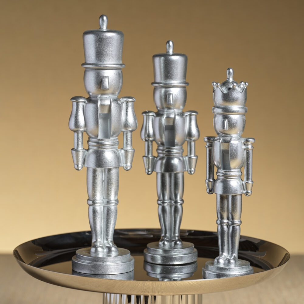 Hartwin Large Silver Metallic Decorative Nutcracker Figurines, Set of 2 by Zodax