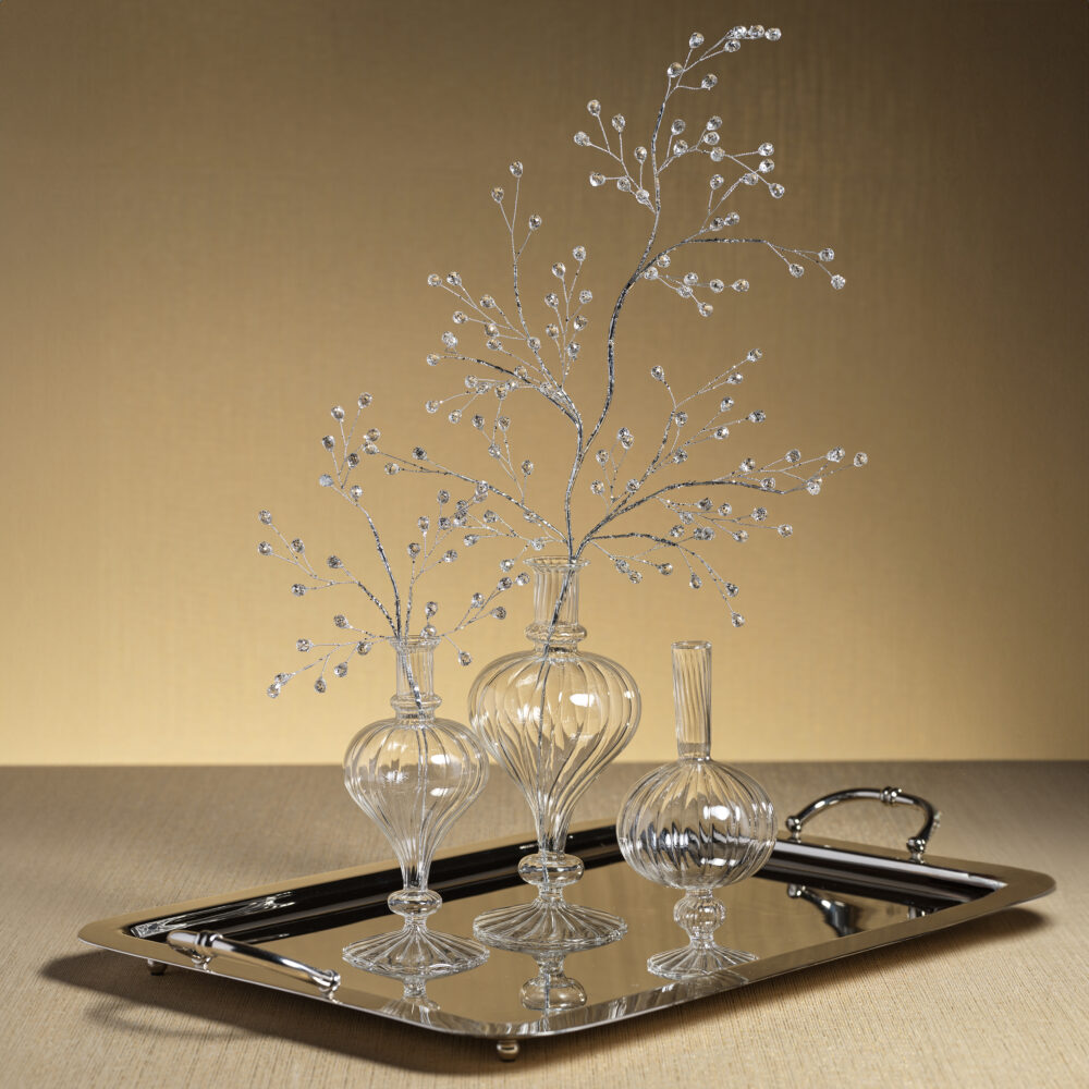 Vellum 2-Piece Set Small Clear Spiral Glass Vases, Onion Shape by Zodax