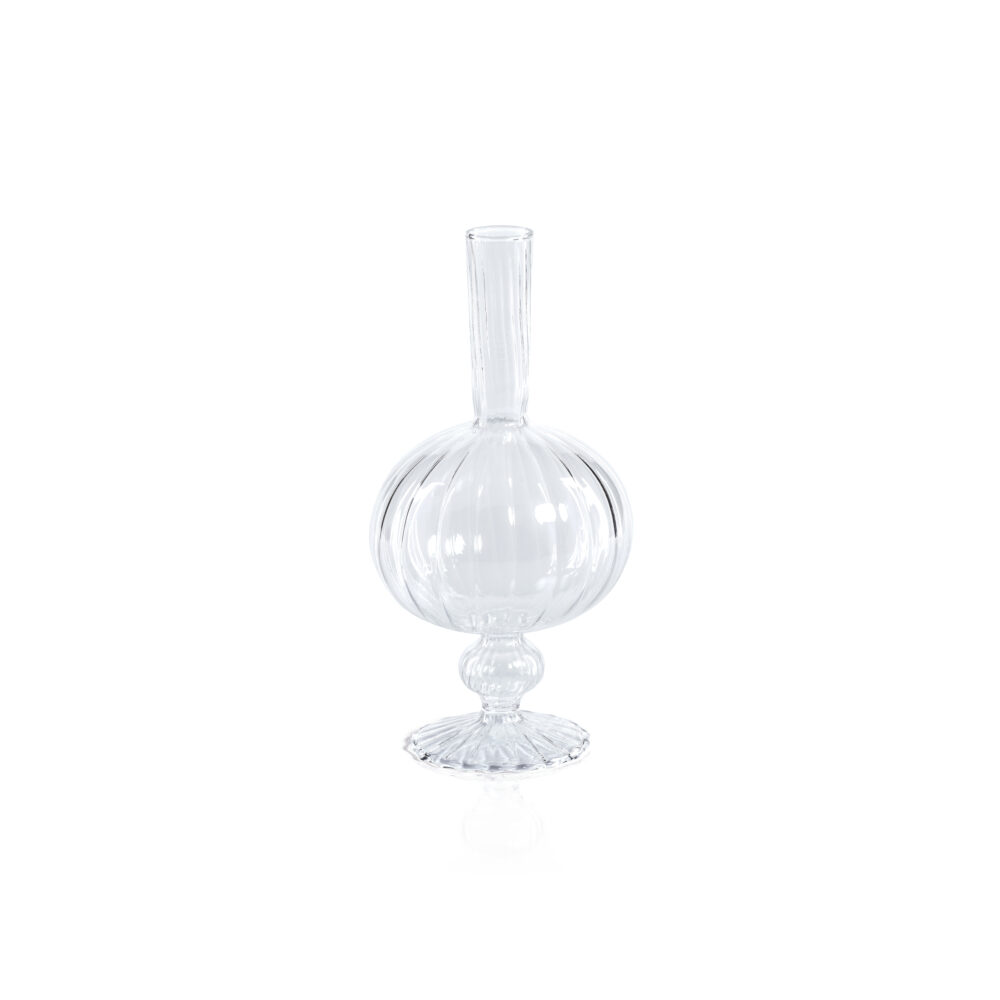 Vellum 2-Piece Set Small Clear Spiral Glass Vases, Onion Shape by Zodax