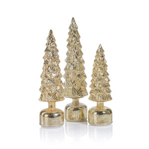 Mugo Pine Antique Gold Rotating LED Holiday Tabletop Tree, Medium by Zodax