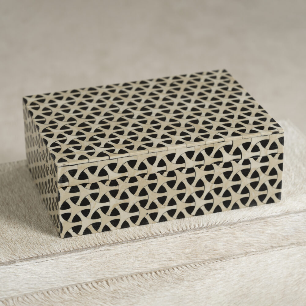 Isacco Inlaid Geometric Pattern Decorative Box  by Zodax