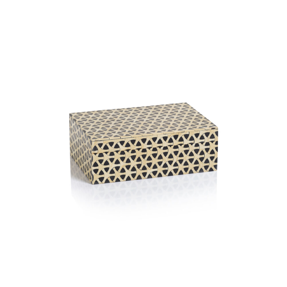 Isacco Inlaid Geometric Pattern Decorative Box  by Zodax