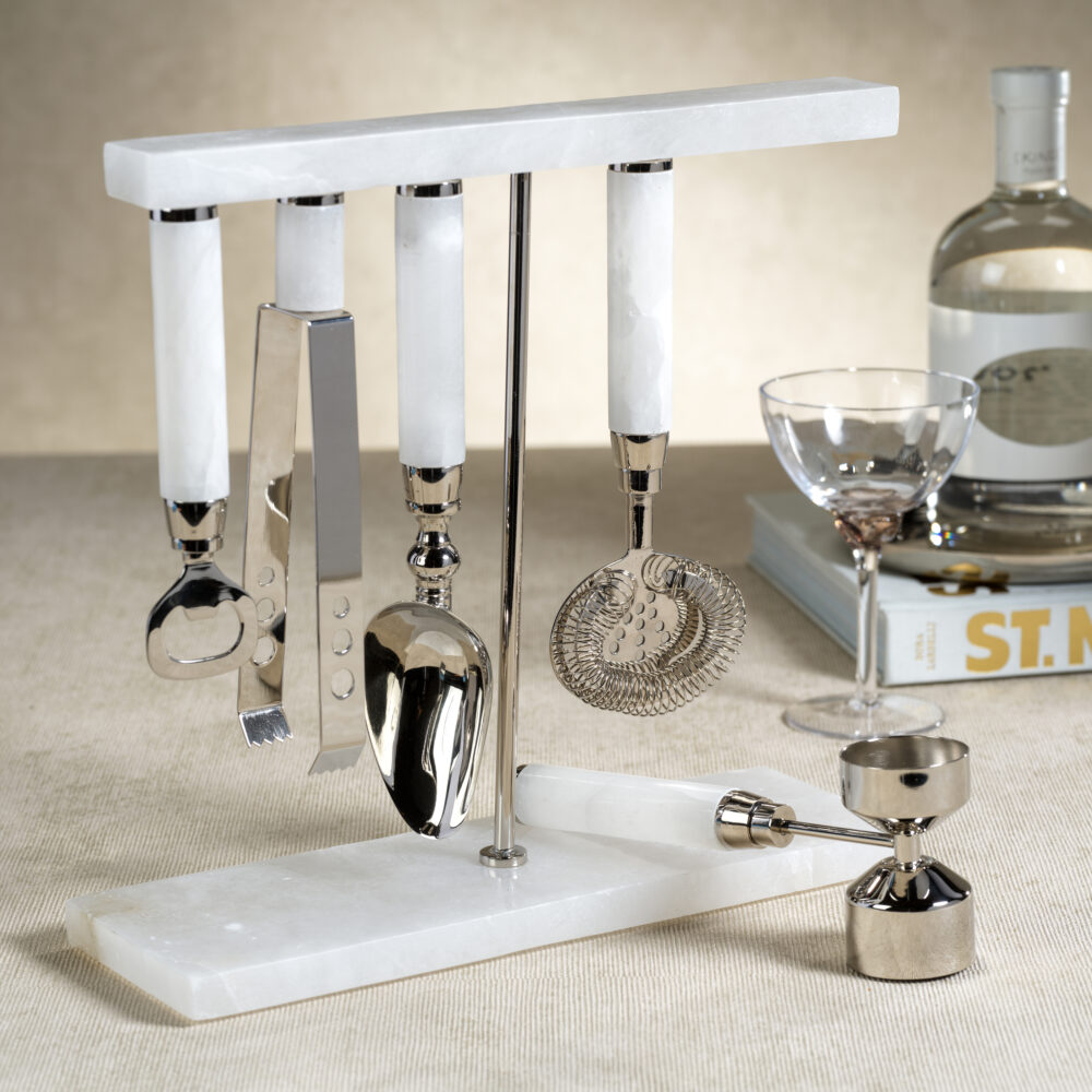 Marbella 5-Piece Bar Tool Set, Alabaster by Zodax