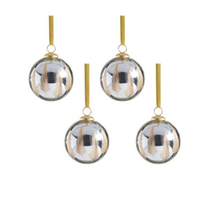 Lyam 4" Goldleaf Mirrored Glass Ball Ornaments, Set of 4 by Zodax