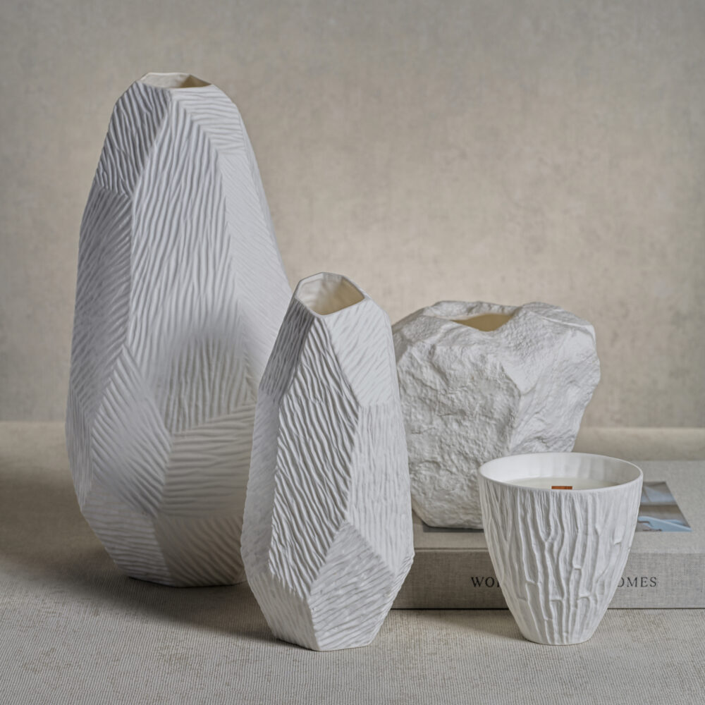 Fremont Faceted Fine Bone China Vase, Small  by Zodax