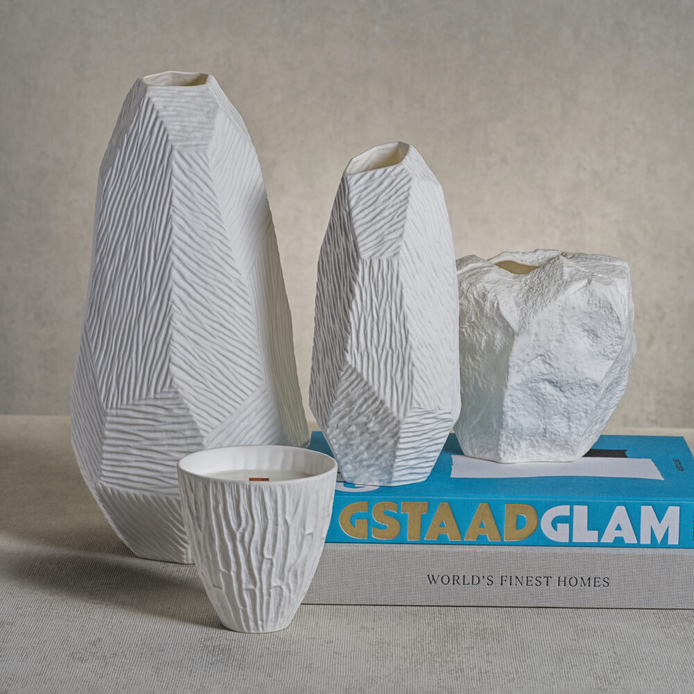 Fremont Faceted Fine Bone China Vase, Small  by Zodax