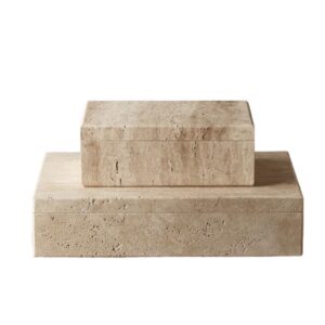 Cream Travertine Rectangle Boxes by BIDKhome