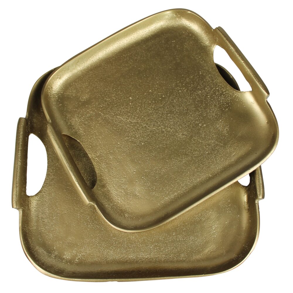 Vana Brass Trays with Round Handles Set of 2 by HomArt - Image 2