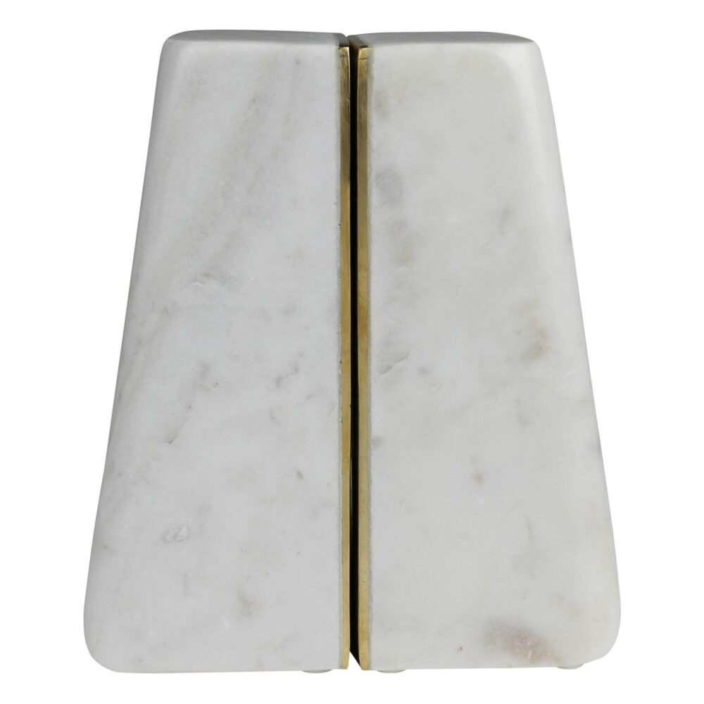 Cara Marble Bookends with Brass Edges by HomArt - Image 2