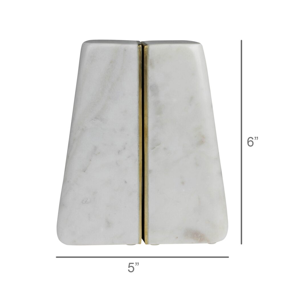 Cara Marble Bookends with Brass Edges by HomArt - Image 4