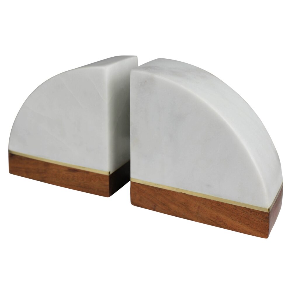 Nova Marble Bookend with Wood Base by HomArt - Image 3
