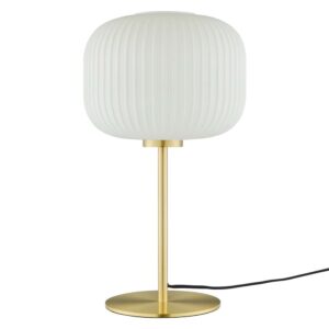 Reprise Glass Sphere Glass and Metal Table Lamp in White & Satin Brass by Modway