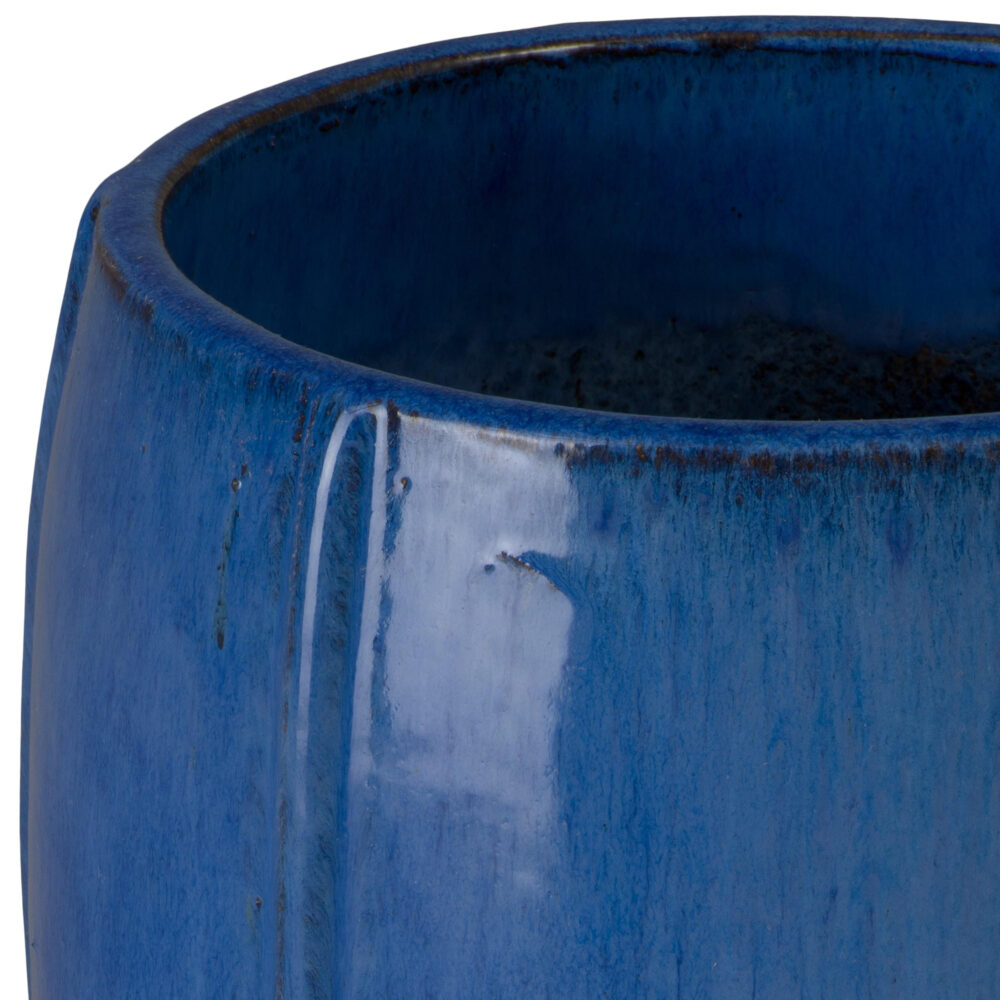 Crest Tall Round Blue Snow Ceramic Planters by Emissary - Image 5