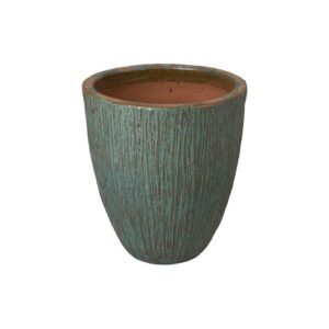 Ripple Round Teal Ceramic Planter by Emissary