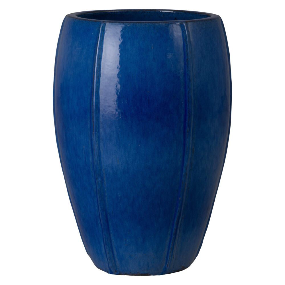 Crest Tall Round Blue Snow Ceramic Planters by Emissary - Image 4