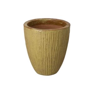 Ripple Round Yellow Ceramic Planter by Emissary