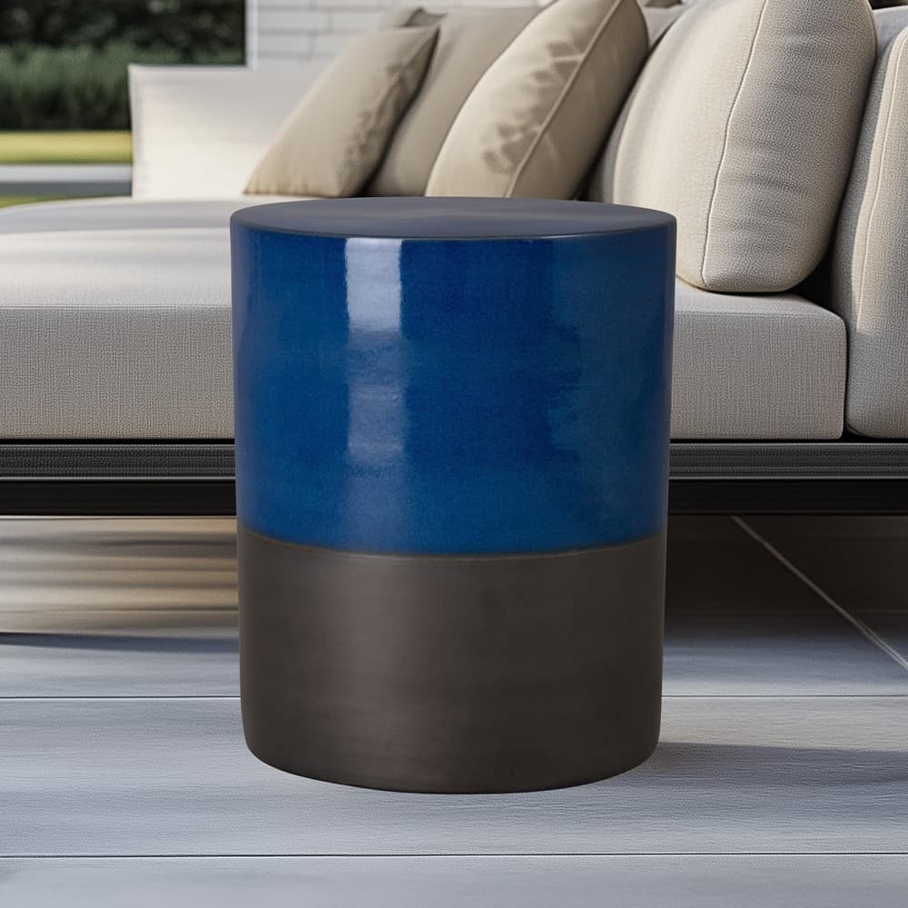 Large Two-Tone Blue Garden Stool by Emissary - Image 2