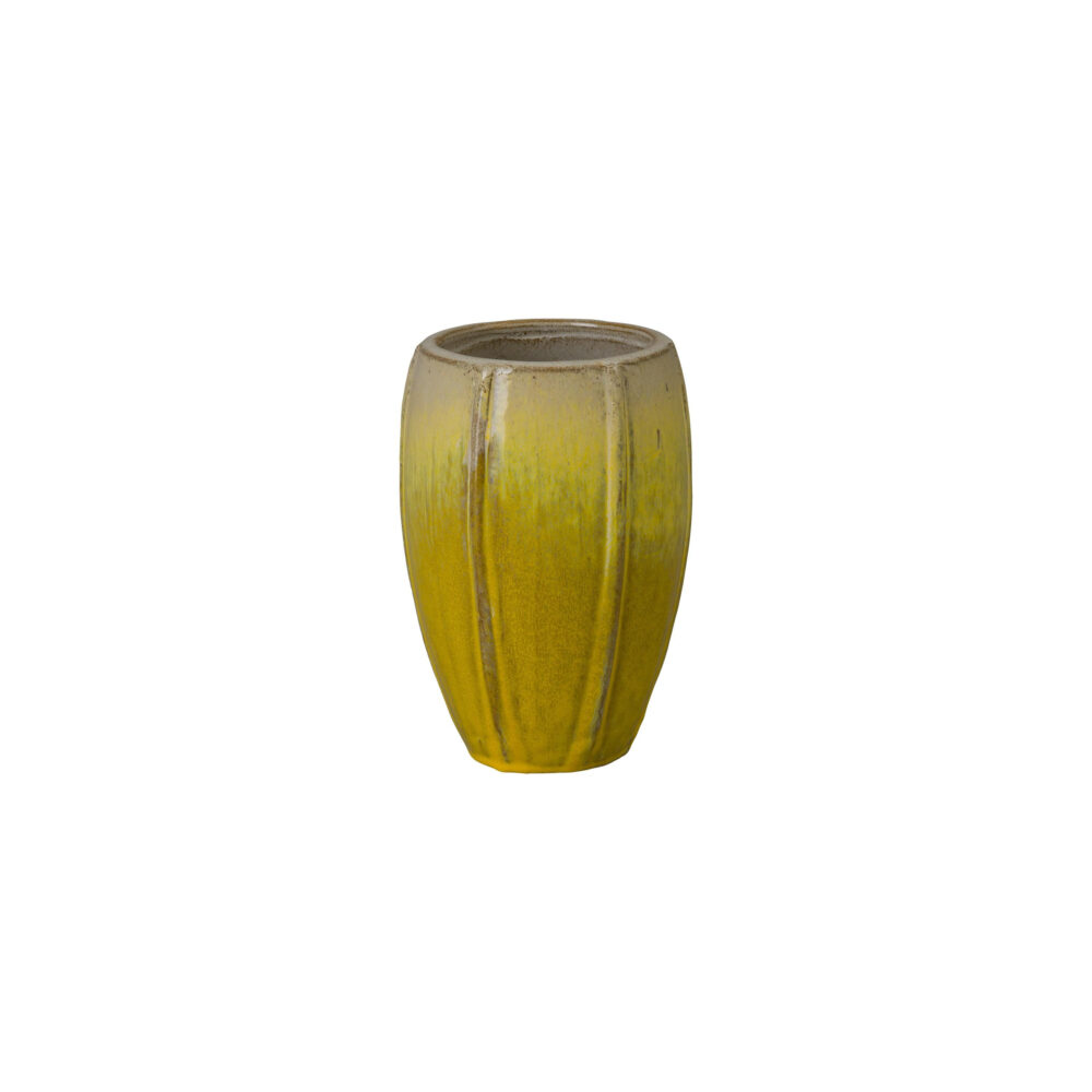 Crest Tall Round Yellow Snow Ceramic Planters by Emissary - Image 2