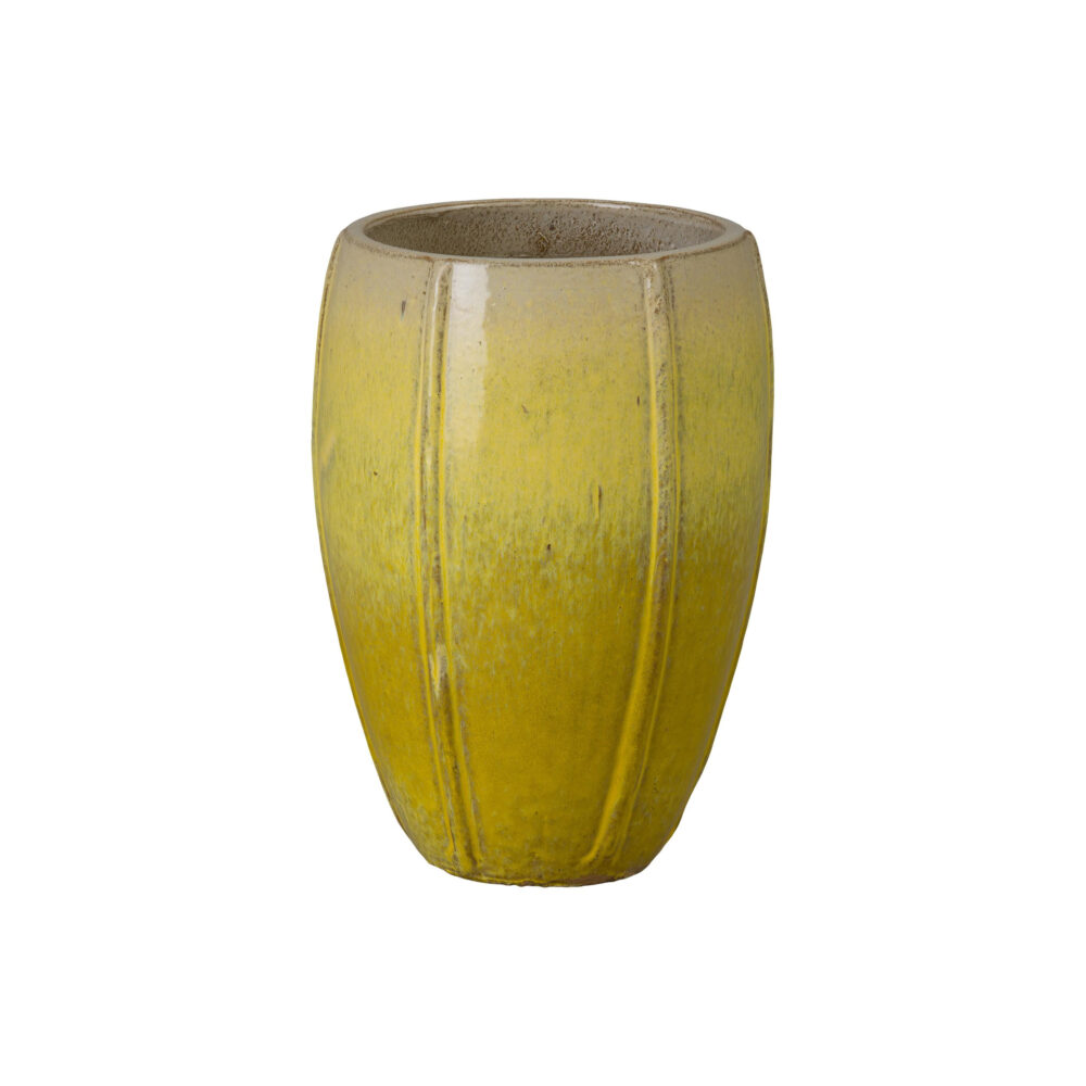 Crest Tall Round Yellow Snow Ceramic Planters by Emissary - Image 3