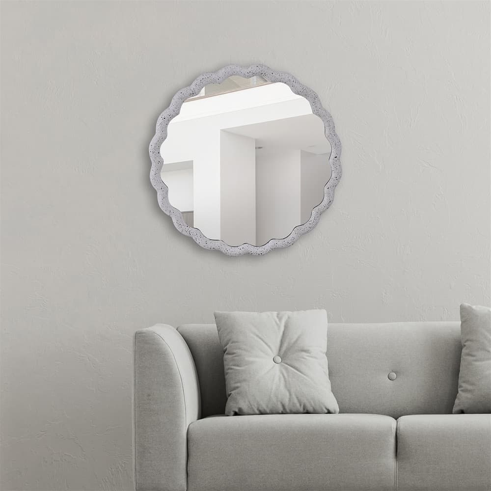 Medium White Aluminum Wave Mirror by BIDKhome - Image 5