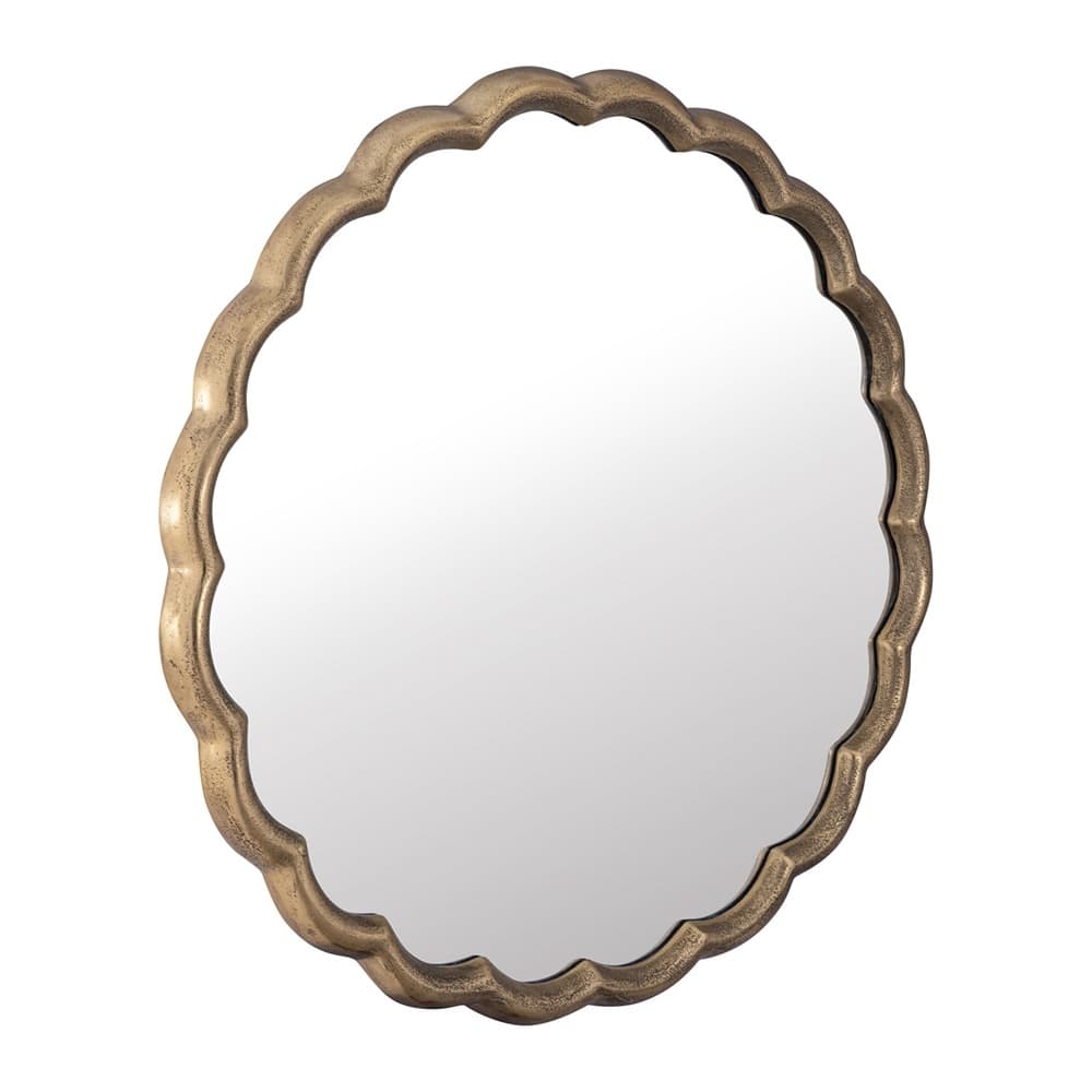 Large Antique Brass Wave Mirror by BIDKhome - Image 2
