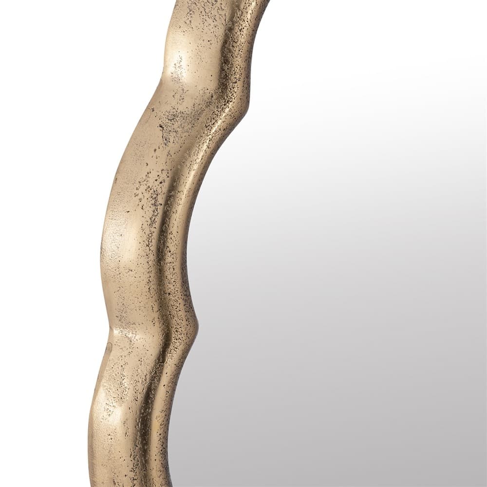 Large Antique Brass Wave Mirror by BIDKhome - Image 4