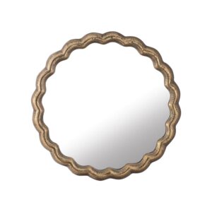 Small Antique Brass Wave Mirror by BIDKhome